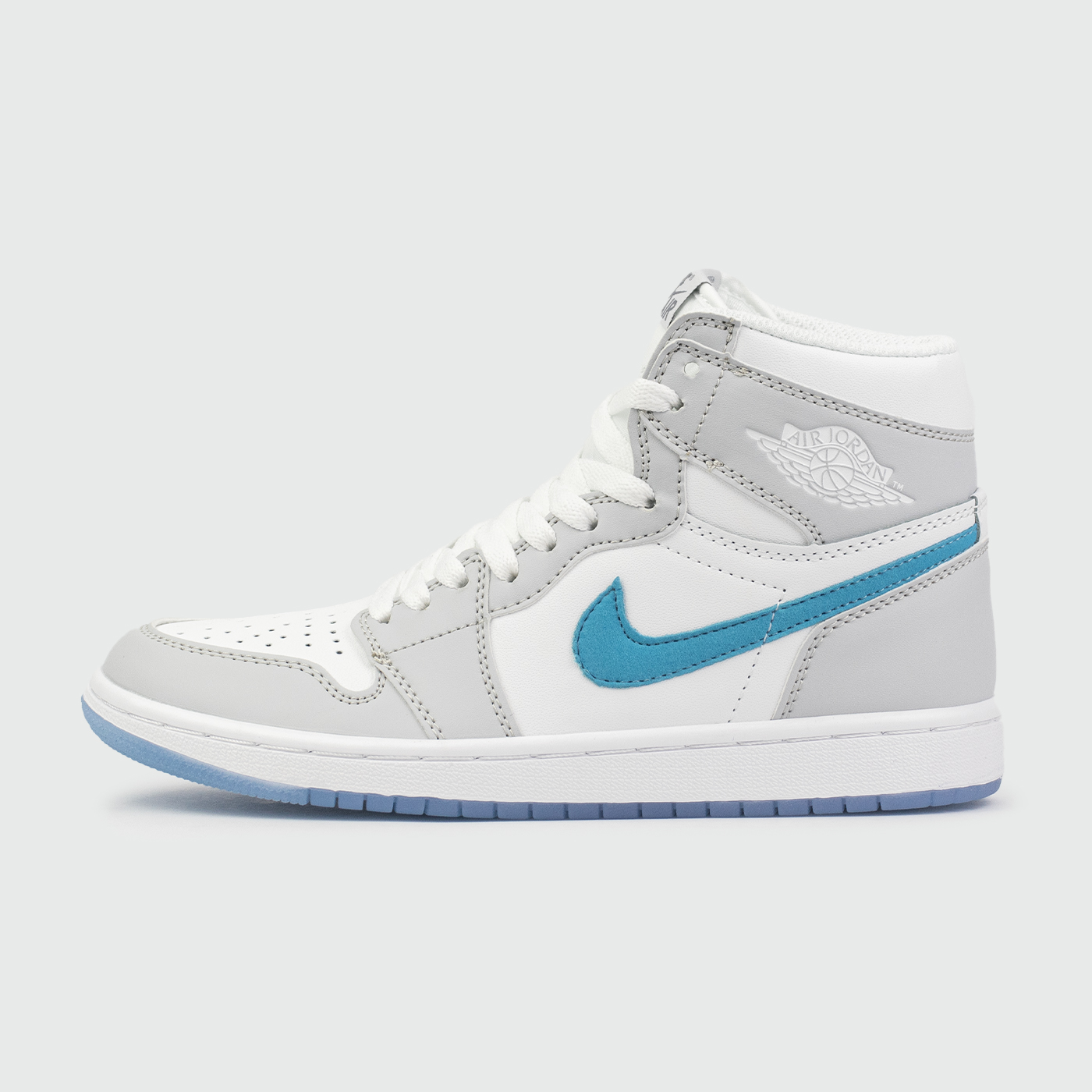 Кроссовки Nike Air Jordan 1 Wmns L.Grey / Blue Sw. Кроссовки Nike Air Jordan 1 Wmns L.Grey / Blue Sw.
