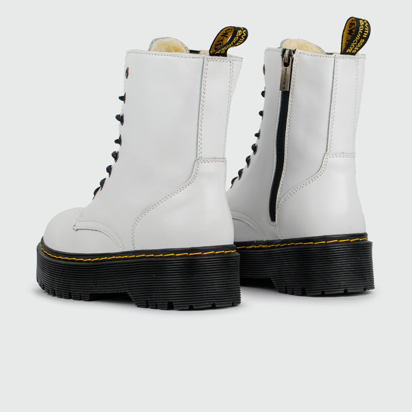 Ботинки Dr. Martens 1460 White Black Leather with Fur Ботинки Dr. Martens 1460 White Black Leather with Fur