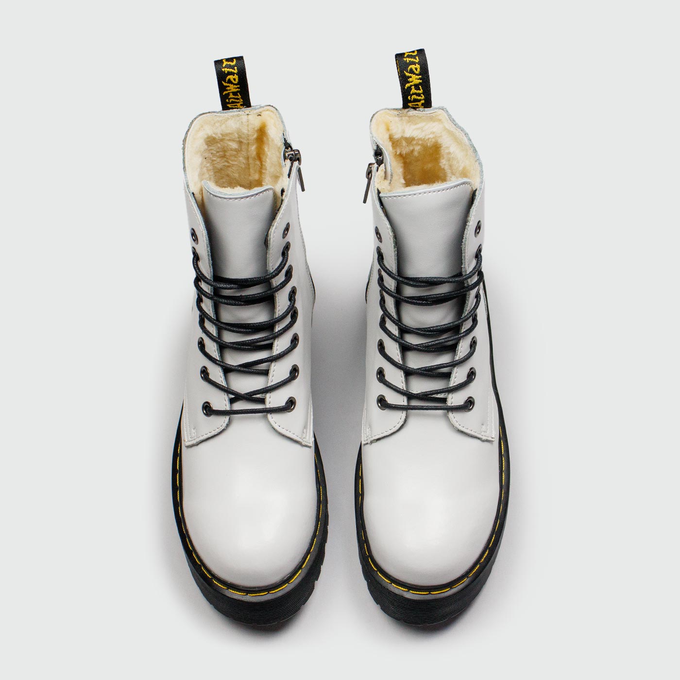 Ботинки Dr. Martens 1460 White Black Leather with Fur Ботинки Dr. Martens 1460 White Black Leather with Fur