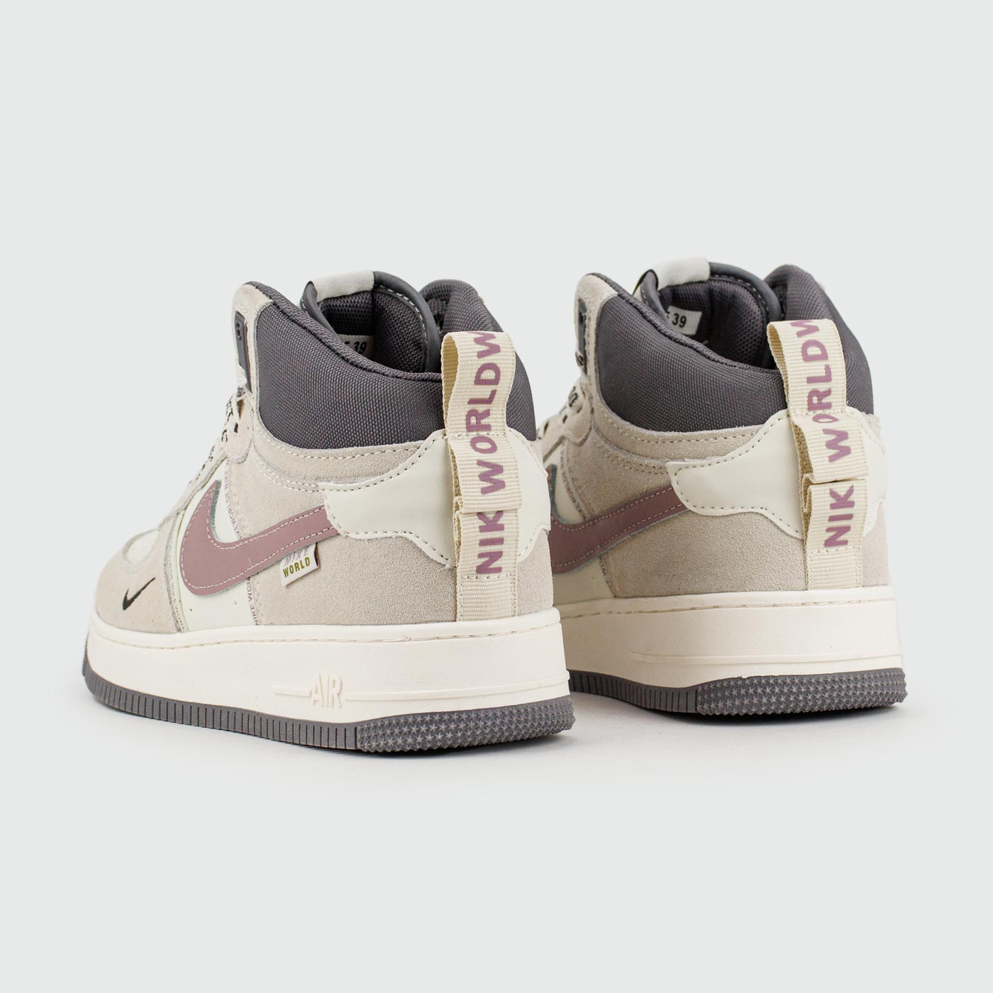 Кроссовки Nike Air Force 1 Mid Grey / Wh. with Fur Wmns Кроссовки Nike Air Force 1 Mid Grey / Wh. with Fur Wmns
