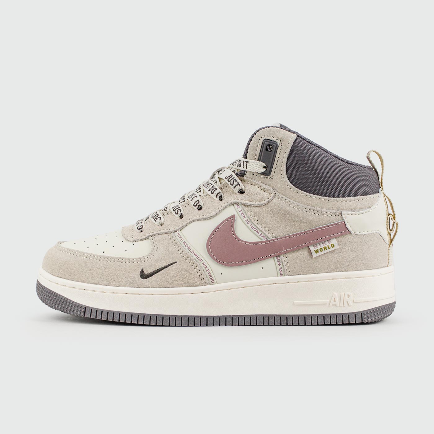 Кроссовки Nike Air Force 1 Mid Grey / Wh. with Fur Wmns Кроссовки Nike Air Force 1 Mid Grey / Wh. with Fur Wmns