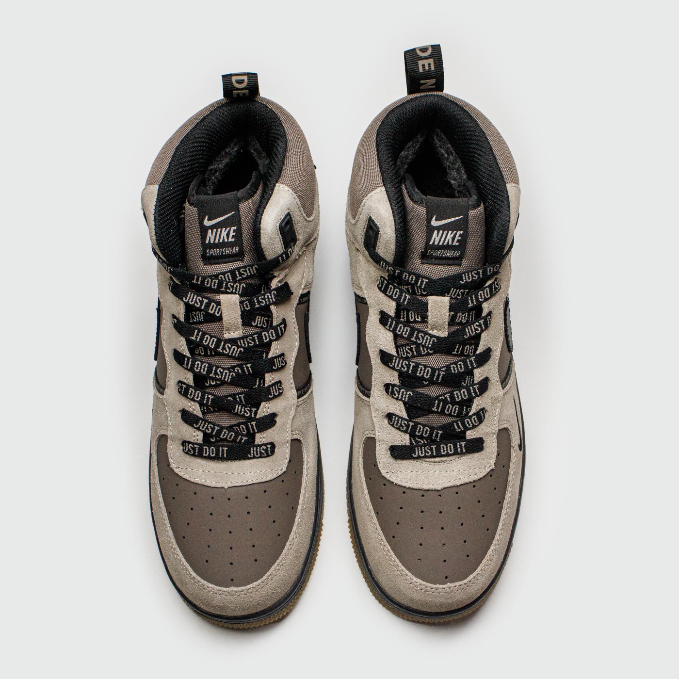 Кроссовки Nike Air Force 1 Mid L.Grey / D.Grey with Fur Кроссовки Nike Air Force 1 Mid L.Grey / D.Grey with Fur
