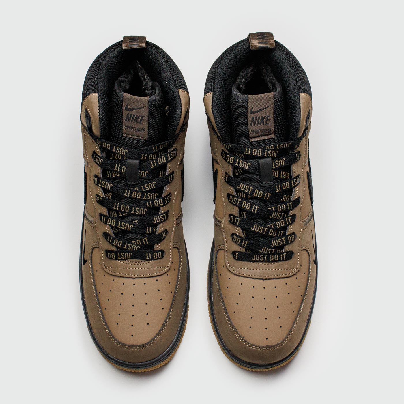 Кроссовки Nike Air Force 1 Mid Brown / Black with Fur Кроссовки Nike Air Force 1 Mid Brown / Black with Fur