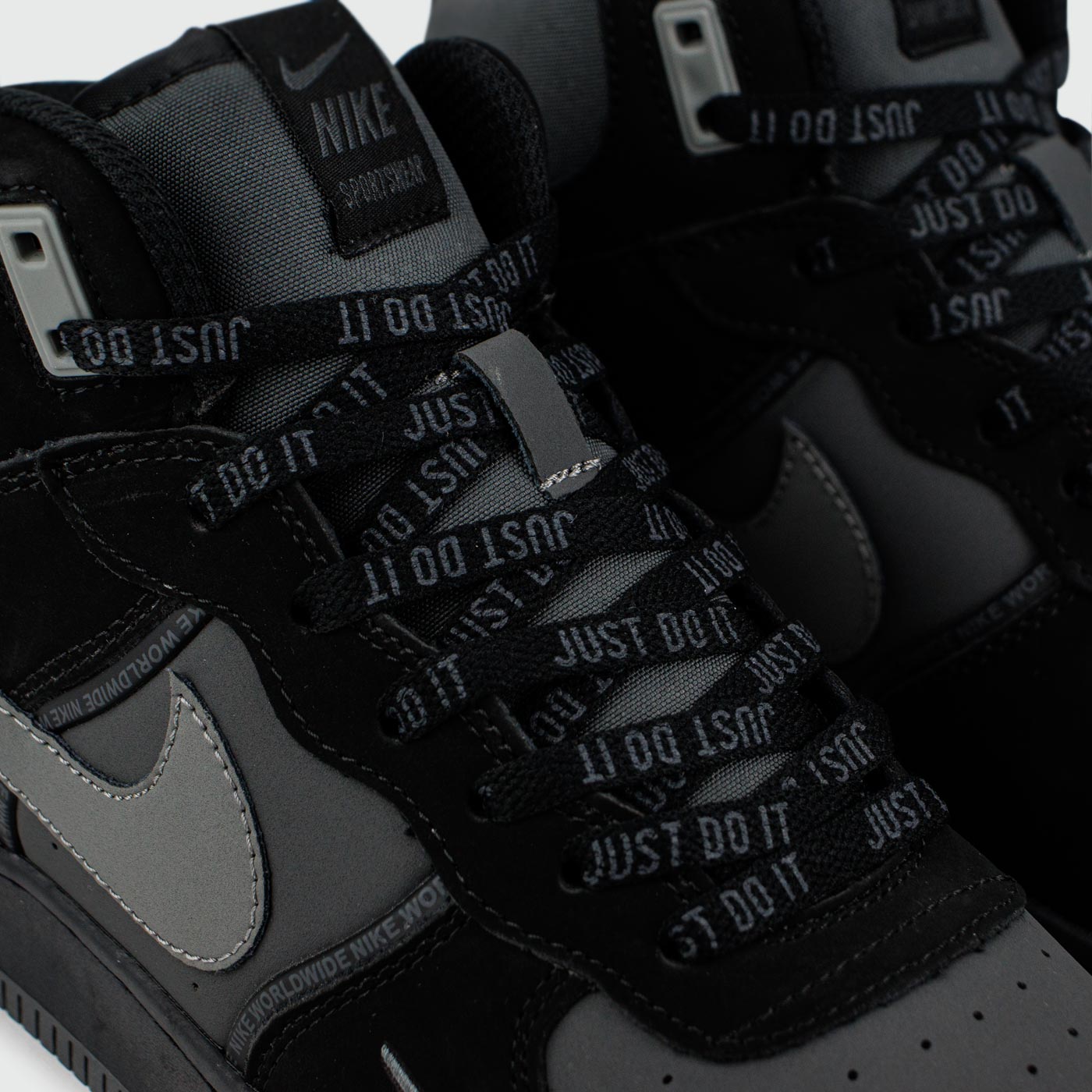 Кроссовки Nike Air Force 1 Mid Black / Grey with Fur