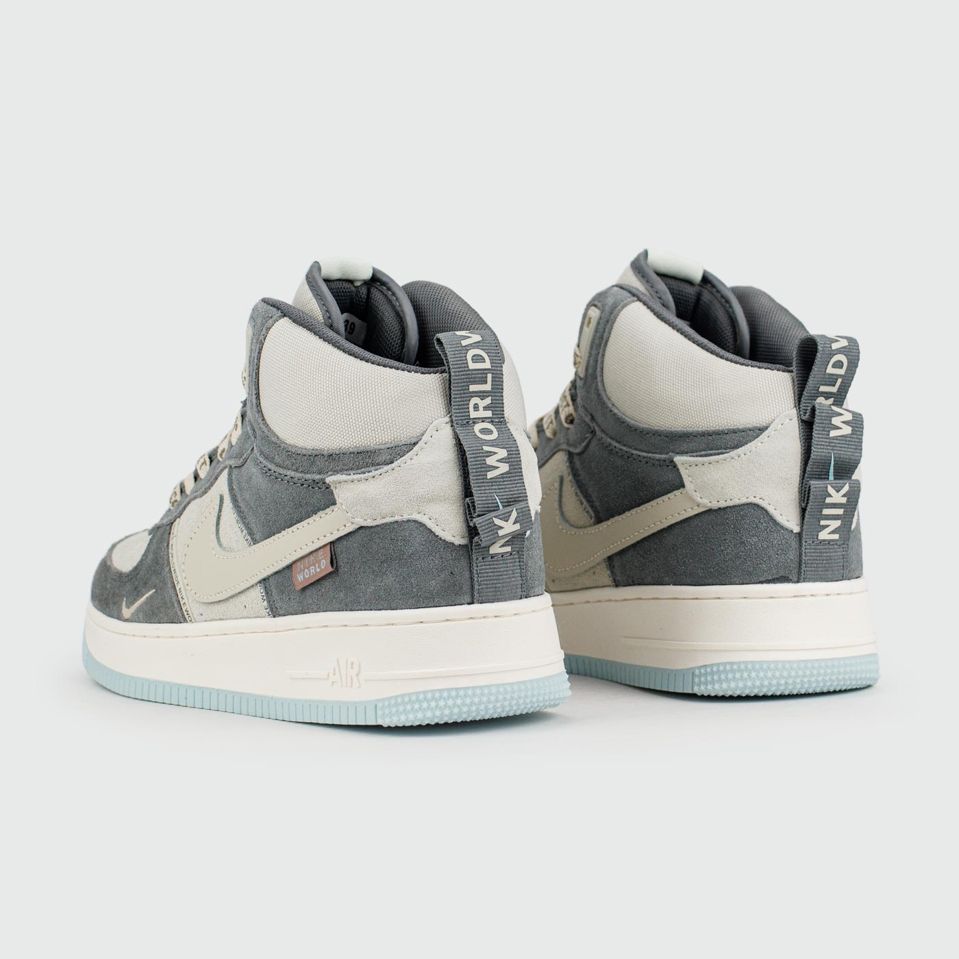 Кроссовки Nike Air Force 1 Mid Grey / White Blue Ftwr. with Fur Wmns Кроссовки Nike Air Force 1 Mid Grey / White Blue Ftwr. with Fur Wmns