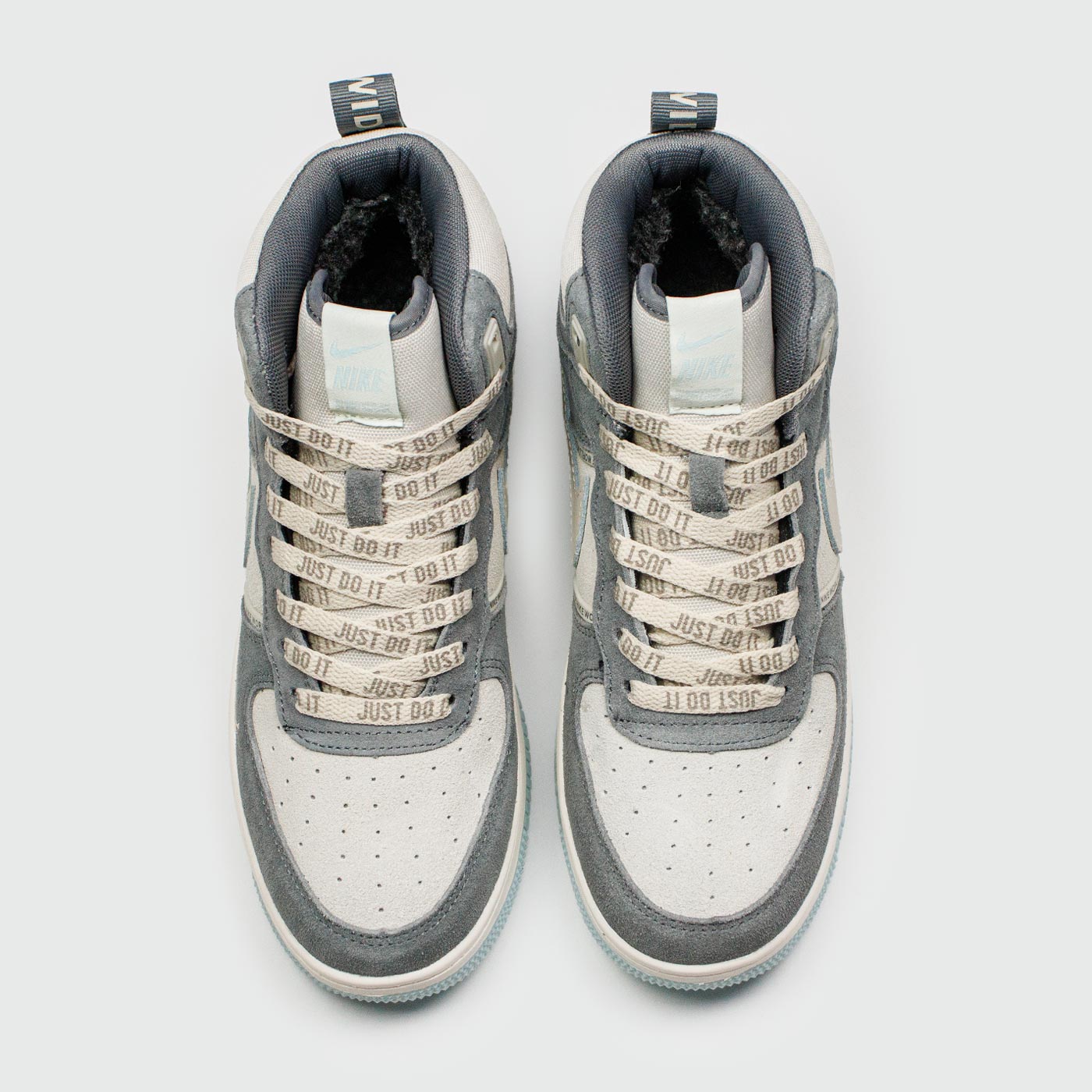 Кроссовки Nike Air Force 1 Mid Grey / White Blue Ftwr. with Fur Wmns Кроссовки Nike Air Force 1 Mid Grey / White Blue Ftwr. with Fur Wmns