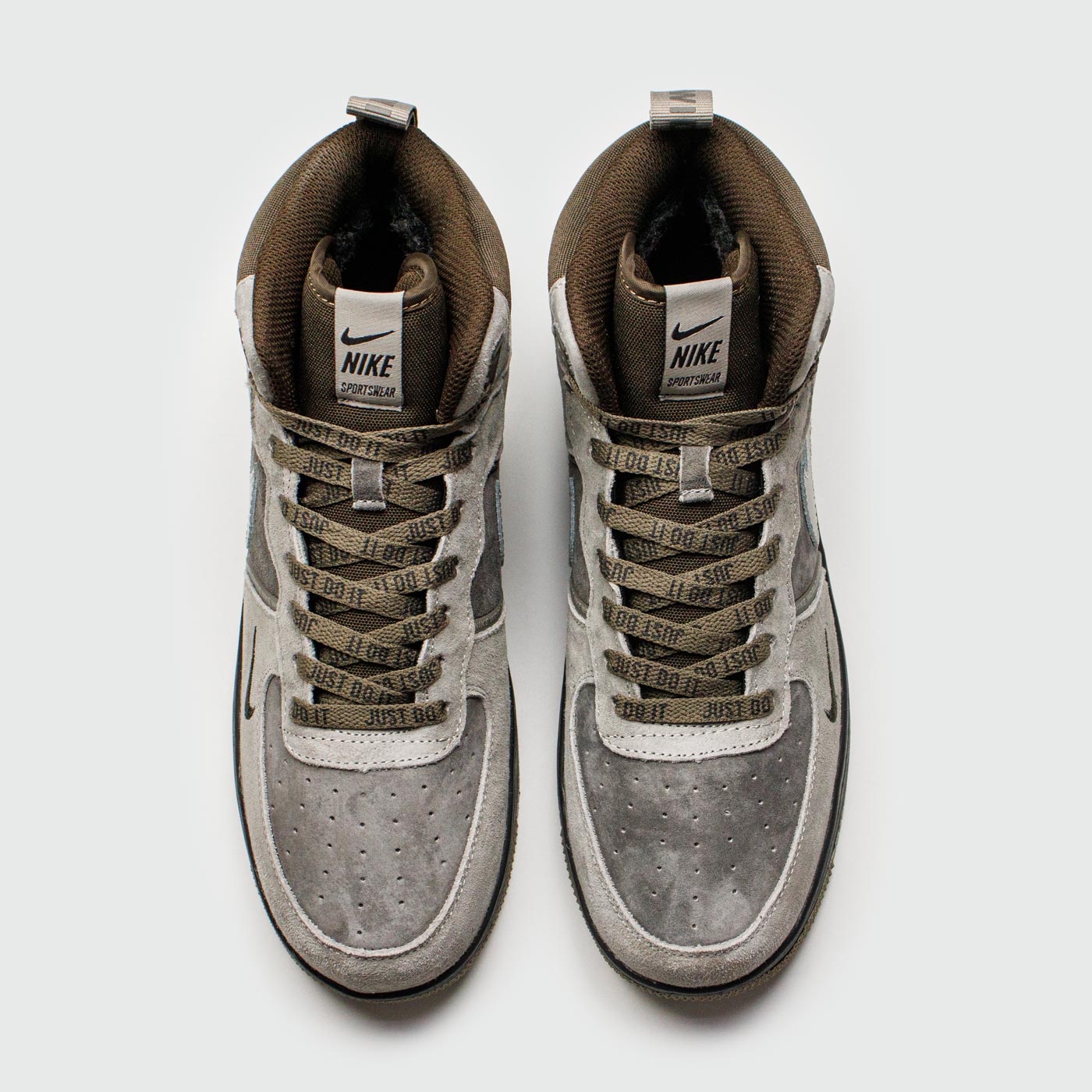 Кроссовки Nike Air Force 1 Mid L.Grey / Black Ftwr with Fur Кроссовки Nike Air Force 1 Mid L.Grey / Black Ftwr with Fur