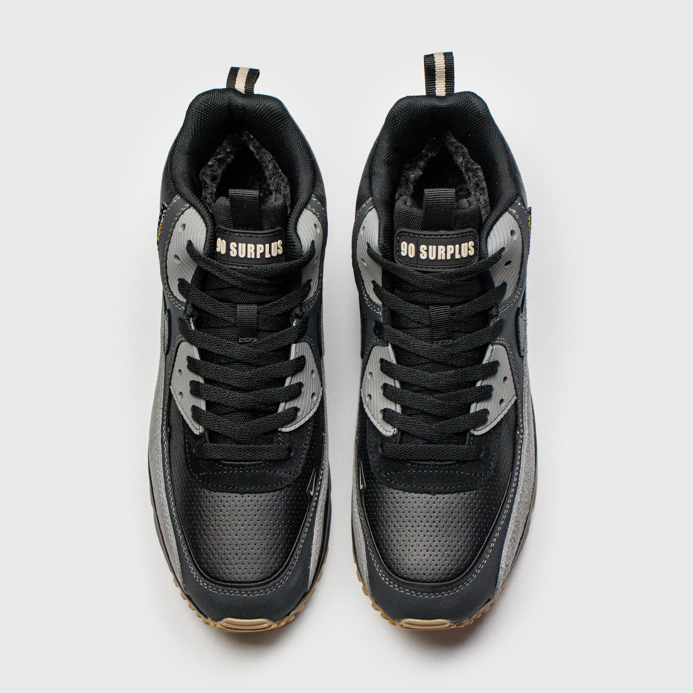 Кроссовки Nike Air Max 90 Mid Black Grey with Fur Кроссовки Nike Air Max 90 Mid Black Grey with Fur